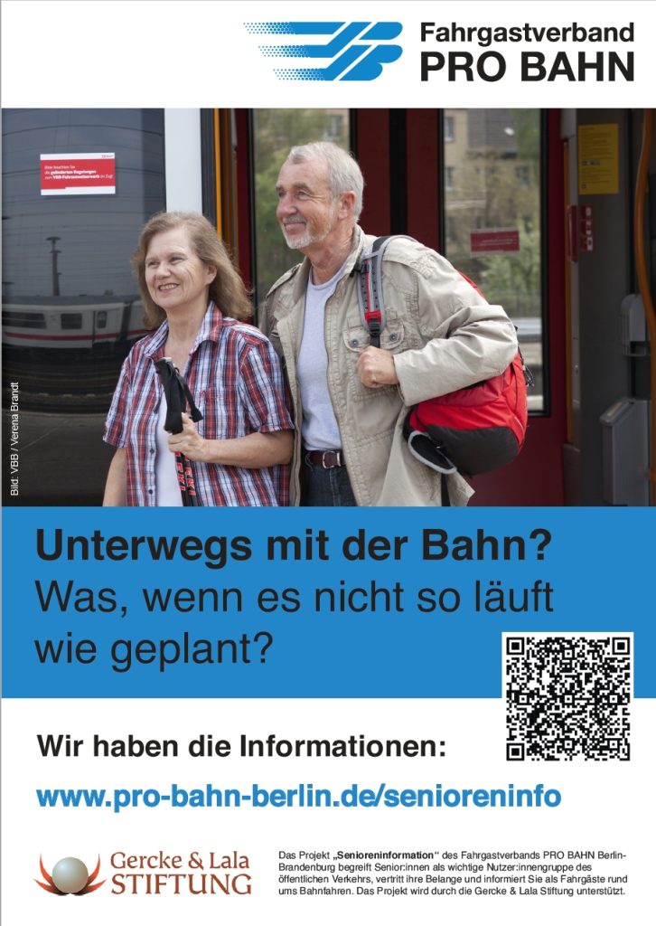 Das Plakat zeigt zwei Personen vor einem Zug.